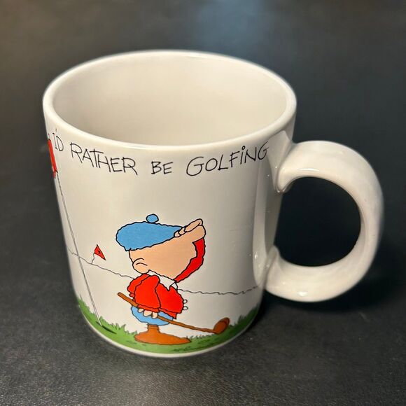 Other - Russ Berrie “I’d Rather Be Golfing” Coffee Mug Funny Golfer Cartoon Korea Retro
